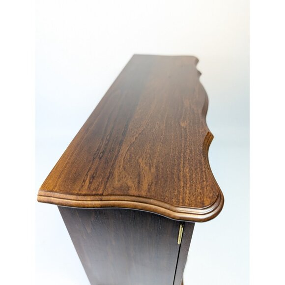 Vintage Large Wood Jewelry Armoire 2 Glass Doors, Mirrors, 4 Drawers Velvet 15" - Picture 4 of 13